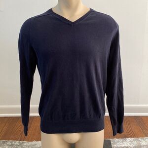 Gap Medium Knit Blue Sweater long Sleeve Ribbed neck and waist V-Neck